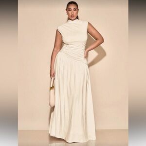 SHEIN Apricot Sleeveless Ruched Maxi Dress